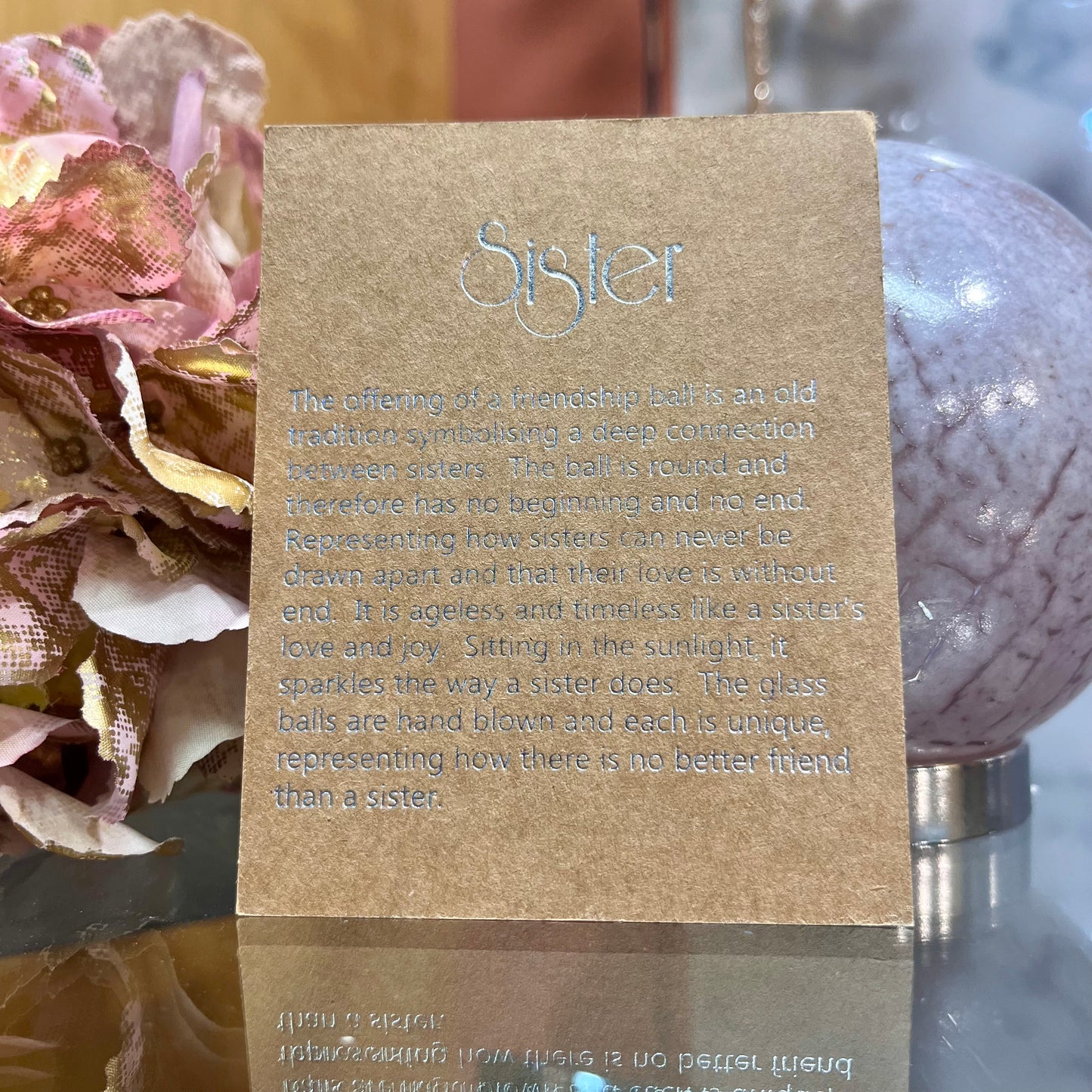 Friendship Ball - Blue and Pink with Gold Flecks