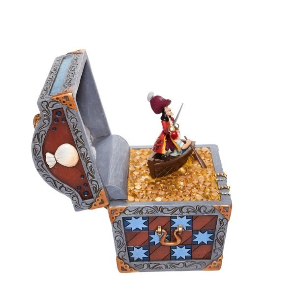 Jim Shore Disney Traditions - Peter Pan & Captain Hook Treasure Chest - Treasure-strewn Tableau