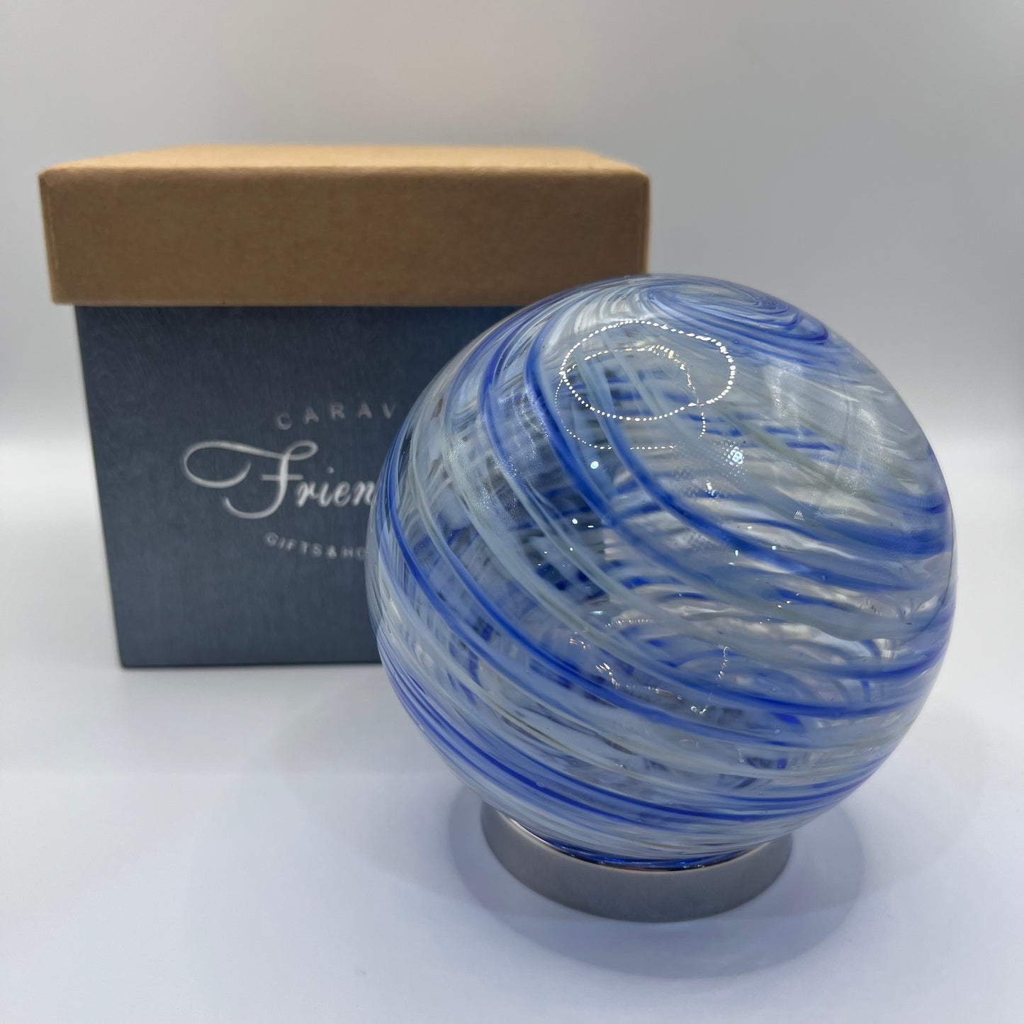 Friendship Ball - Clear with Blue Swirls