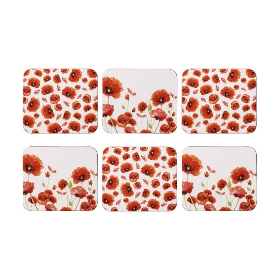 Red Poppies - Set of 6 Coasters