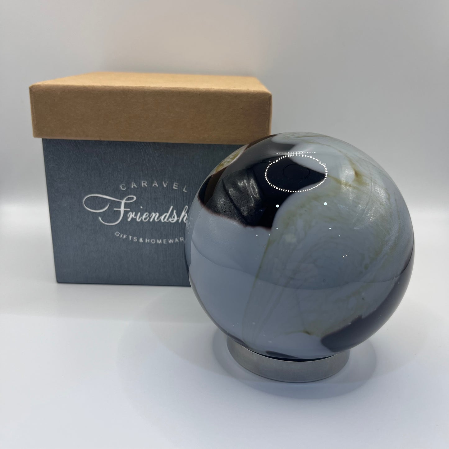 Friendship Ball - Black and Grey Swirl