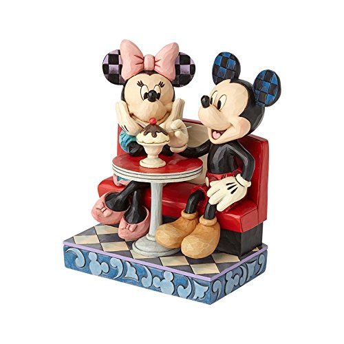 Jim Shore Disney Traditions - Mickey & Minnie Mouse In Soda Shop - Love Comes In Many Flavors