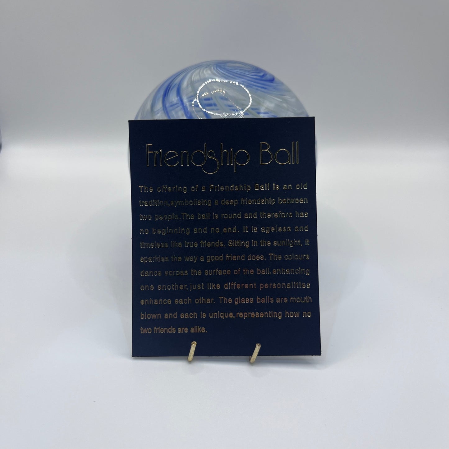 Friendship Ball - Clear with Blue Swirls