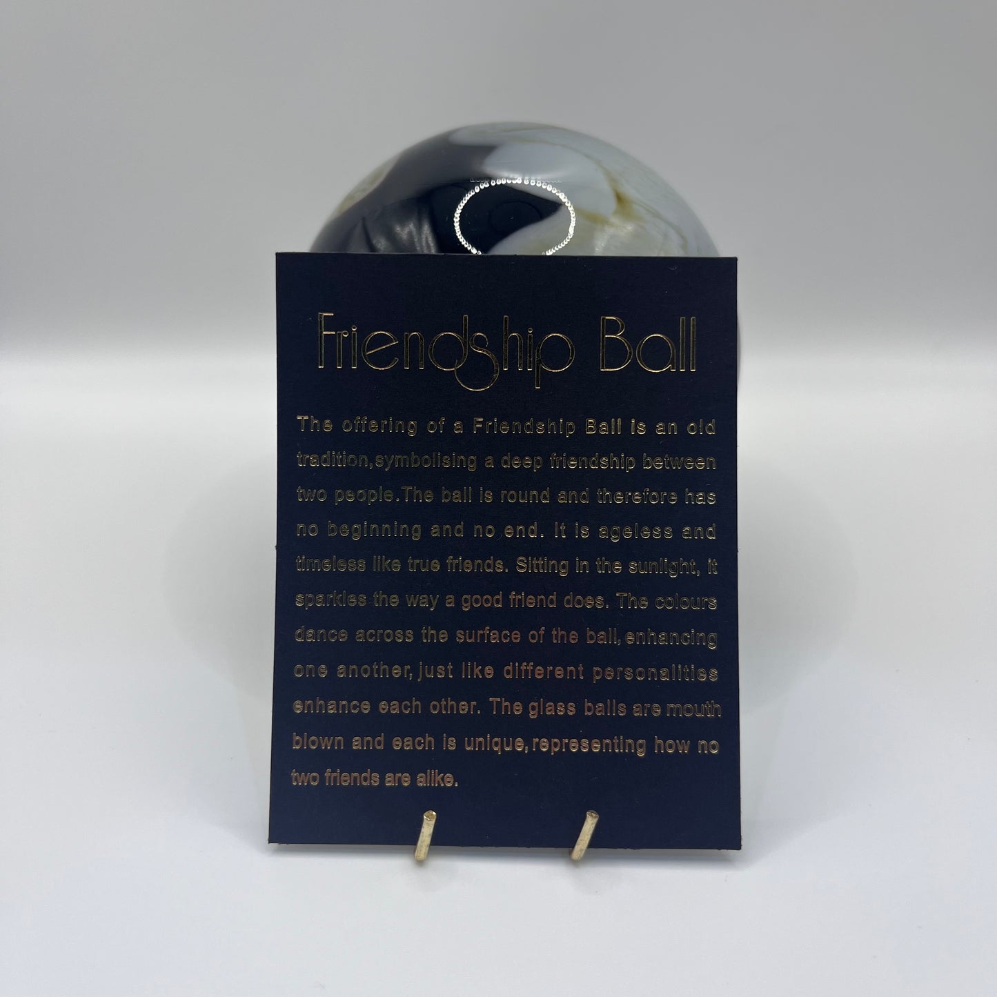 Friendship Ball - Black and Grey Swirl