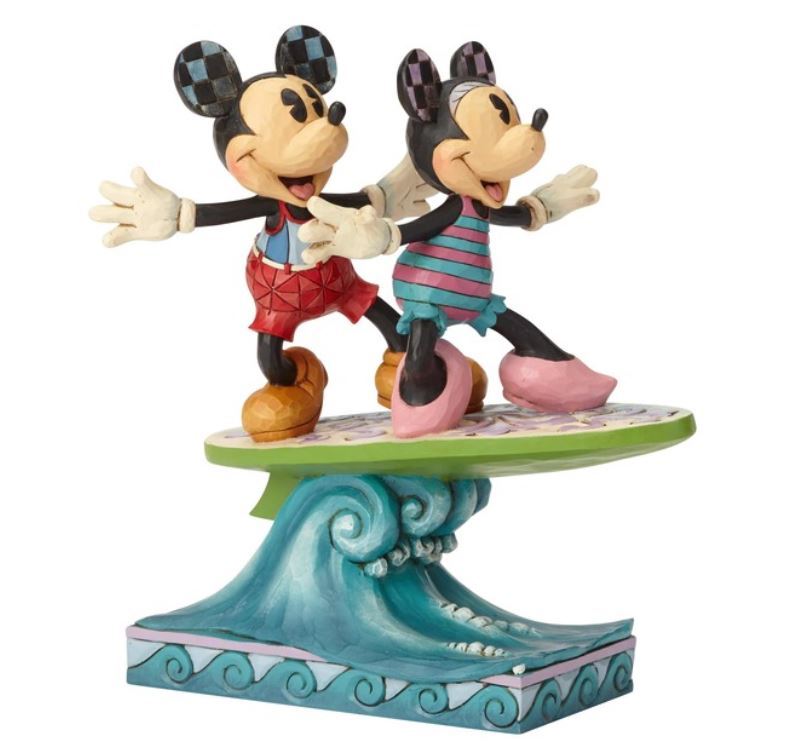 Jim Shore Disney Traditions - Mickey & Minnie Mouse on Surfboard - Surf's Up!