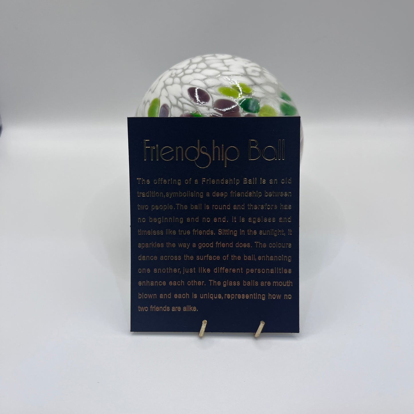 Friendship Ball - White and Feather Coloured Swirl