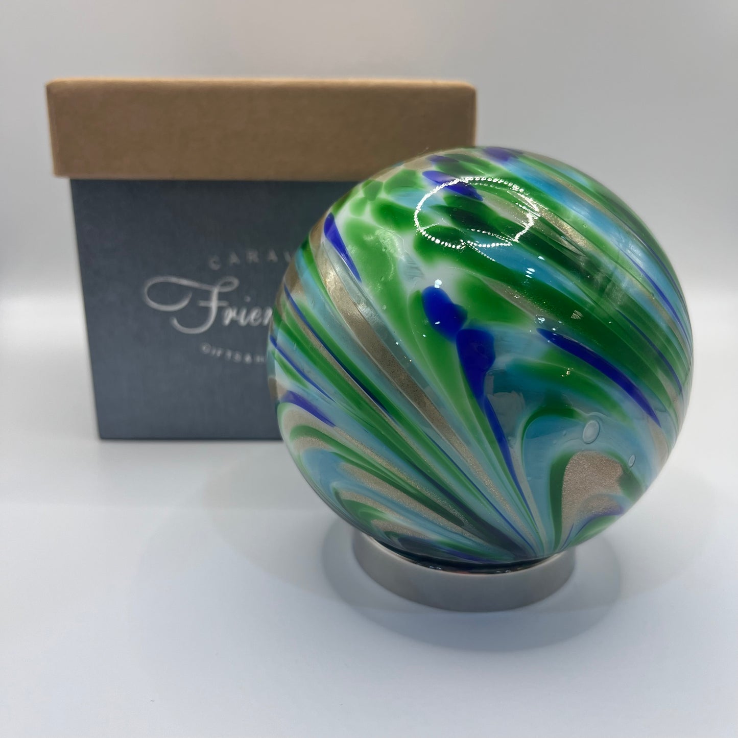 Friendship Ball - Green and Blue Swirl