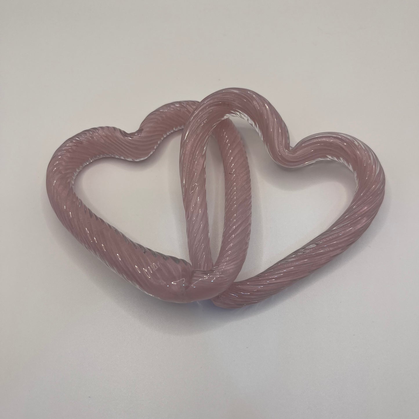 Glass Double Heart - Light Pink