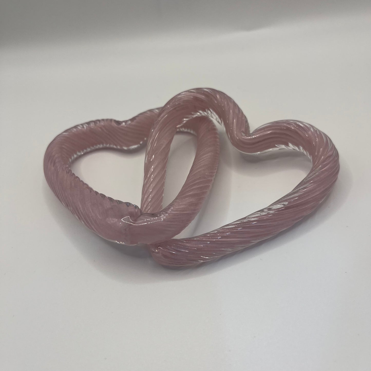 Glass Double Heart - Light Pink