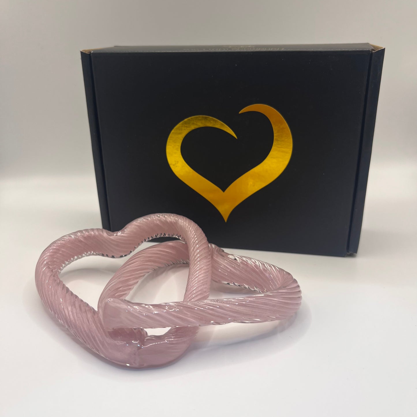 Glass Double Heart - Light Pink