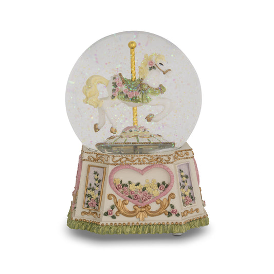 Pink and Green  Musical Snow Globe