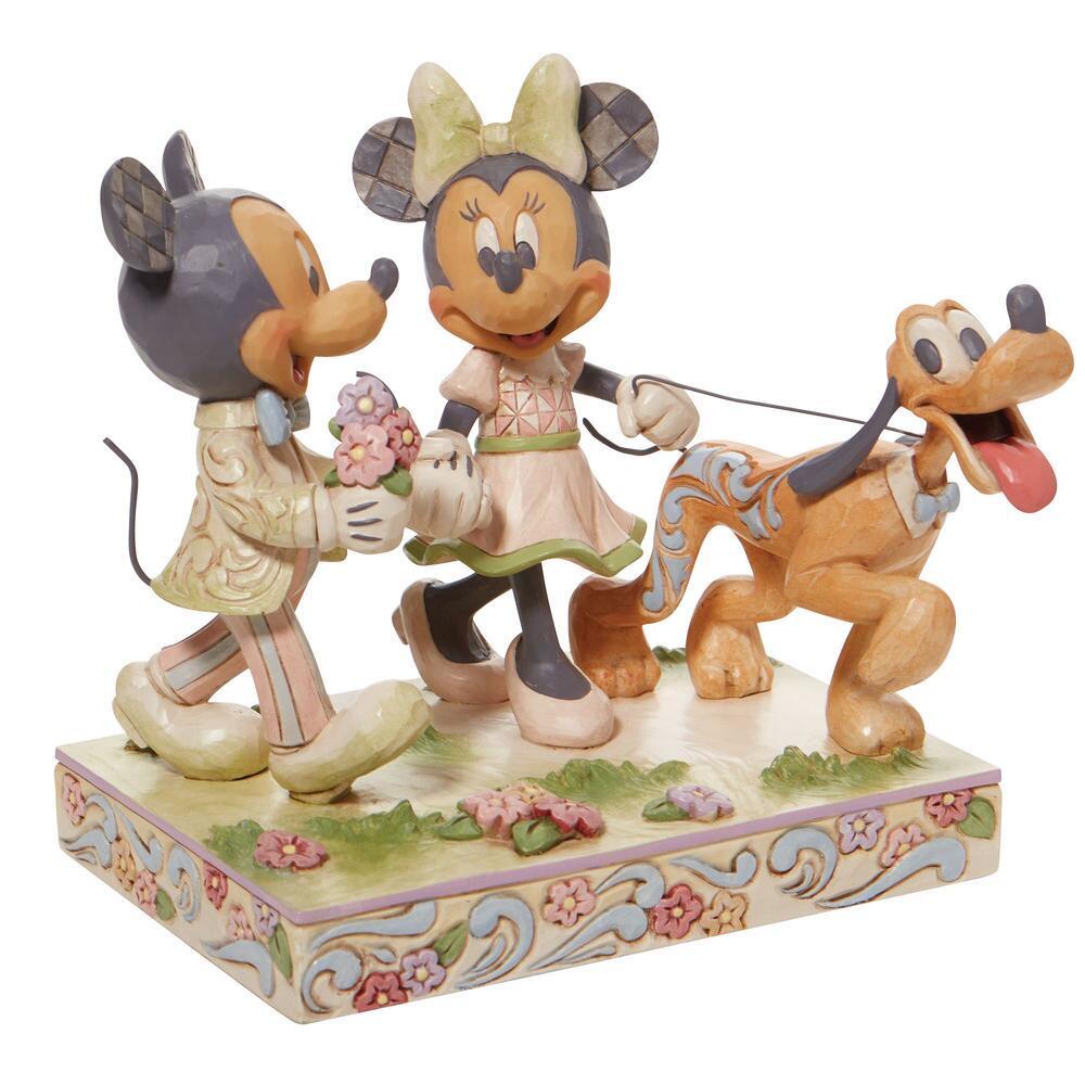 Jim Shore Disney Traditions - Mickey And Minnie - Walking Pluto White Woodland